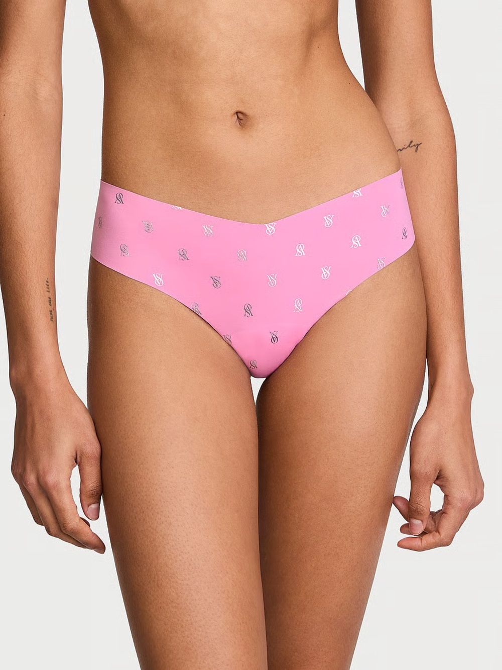 Victoria’s Secret VS Pink Logo No-Show Seamless Cheeky Used Panties Thong XS